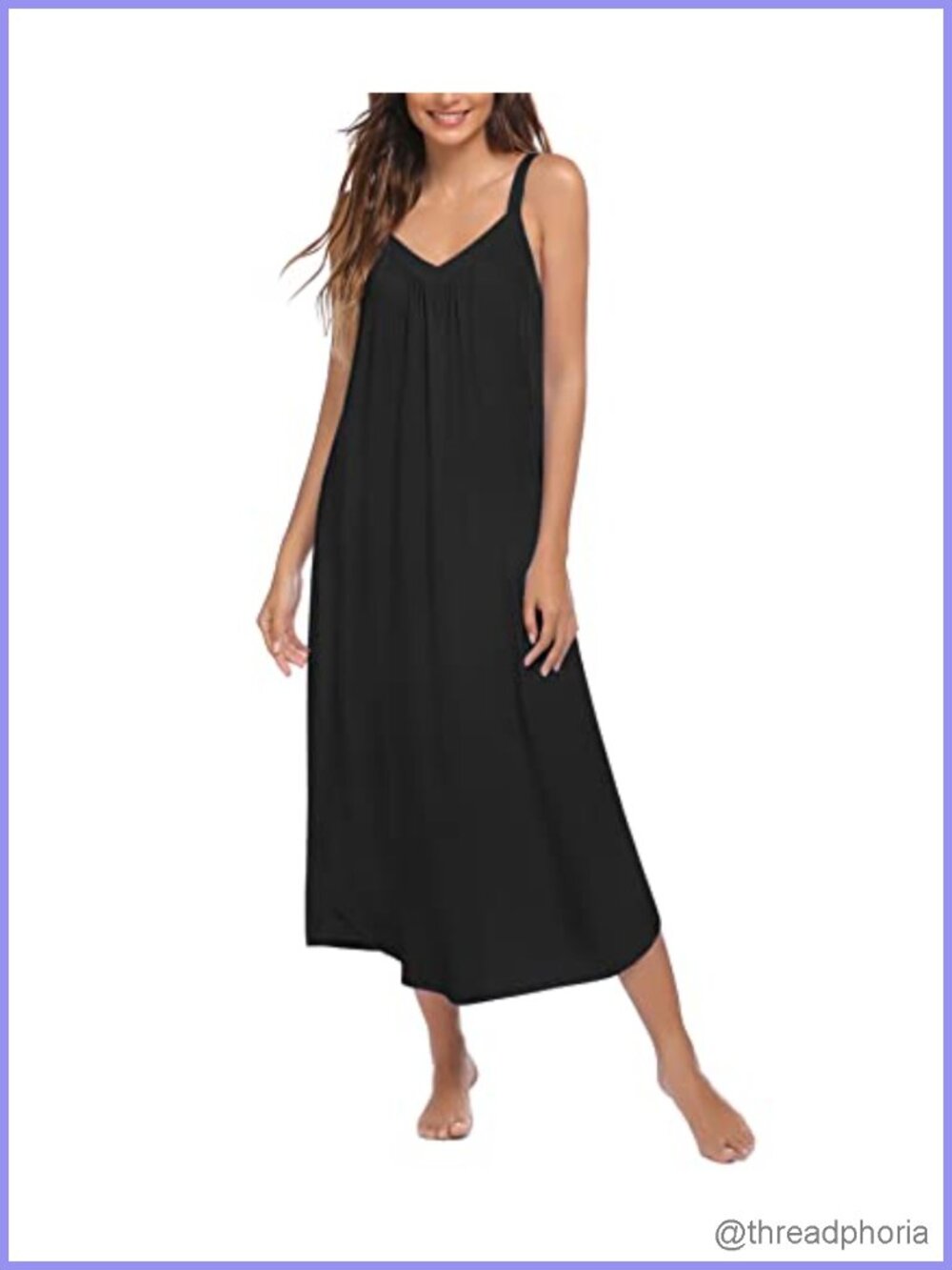 Sleeveless Long Nightgown Slip Sleep Dress V Neck Spaghetti Straps